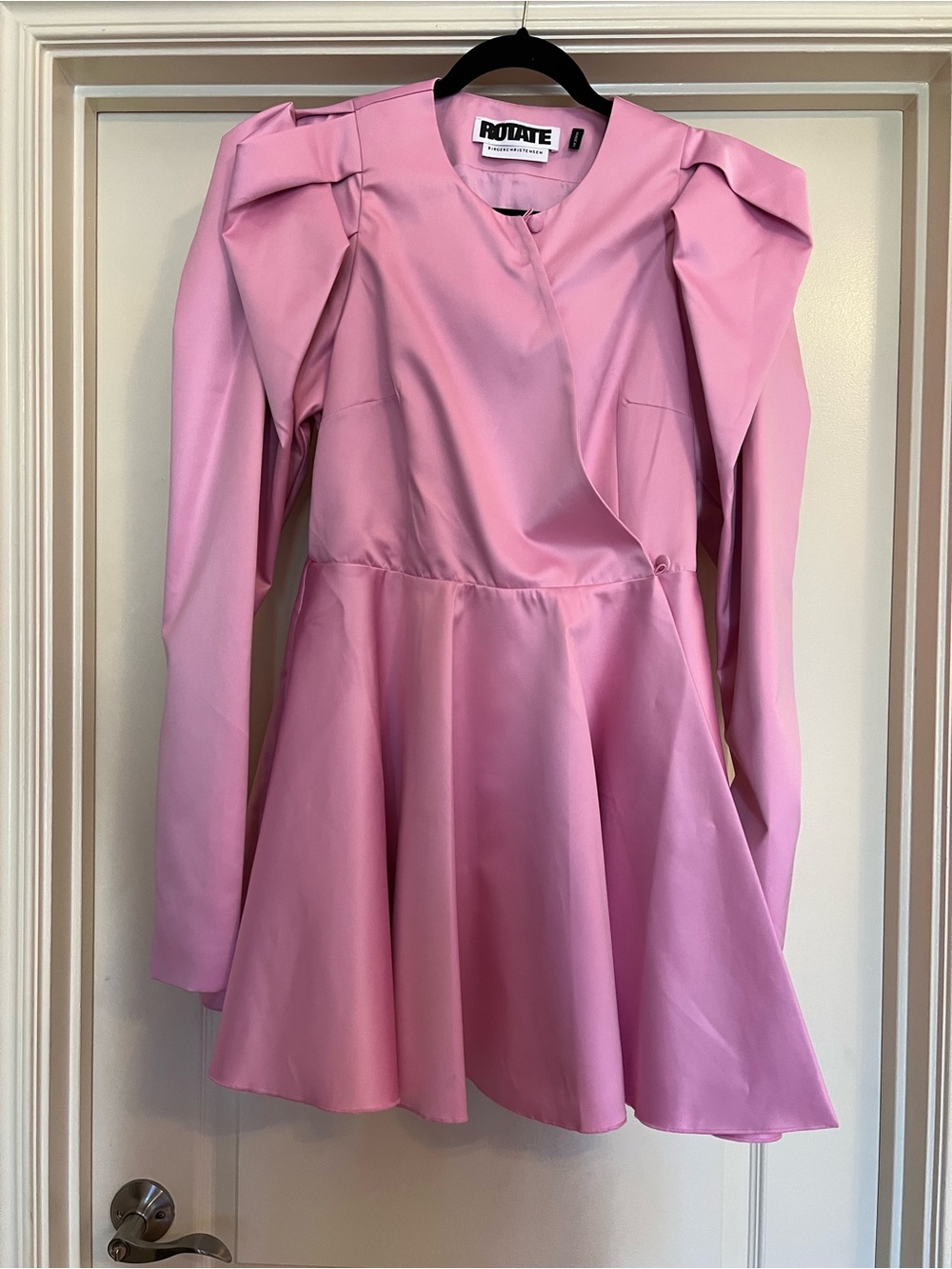 Rotate Birger Christensen Pauline Puff Sleeve Satin Mini Dress